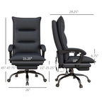 Chaise de bureau en microfibre, fauteuil inclinable massant à 6 points, chaise de bureau réglable avec chauffage lombaire et repose-pieds extensible