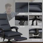 Chaise de bureau en microfibre, fauteuil inclinable massant à 6 points, chaise de bureau réglable avec chauffage lombaire et repose-pieds extensible