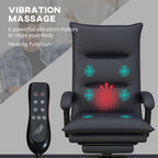 Chaise de bureau en microfibre, fauteuil inclinable massant à 6 points, chaise de bureau réglable avec chauffage lombaire et repose-pieds extensible