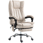Fauteuil de bureau inclinable et massant pivotant à 360° en microfibre avec massage par vibration, chauffage, repose-pieds et hauteur réglable