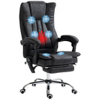 Fauteuil de bureau inclinable et massant pivotant à 360° en microfibre avec massage par vibration, chauffage, repose-pieds et hauteur réglable