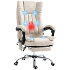 Fauteuil de bureau inclinable et massant pivotant à 360° en microfibre avec massage par vibration, chauffage, repose-pieds et hauteur réglable
