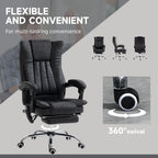 Fauteuil de bureau inclinable et massant pivotant à 360° en microfibre avec massage par vibration, chauffage, repose-pieds et hauteur réglable