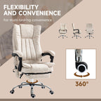 Fauteuil de bureau inclinable et massant pivotant à 360° en microfibre avec massage par vibration, chauffage, repose-pieds et hauteur réglable