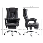 Fauteuil de bureau inclinable et massant pivotant à 360° en microfibre avec massage par vibration, chauffage, repose-pieds et hauteur réglable