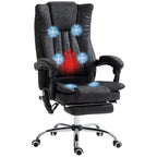 Fauteuil de bureau inclinable et massant pivotant à 360° en microfibre avec massage par vibration, chauffage, repose-pieds et hauteur réglable