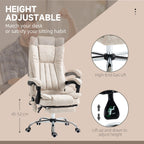 Fauteuil de bureau inclinable et massant pivotant à 360° en microfibre avec massage par vibration, chauffage, repose-pieds et hauteur réglable