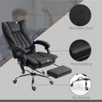 Fauteuil de bureau inclinable et massant pivotant à 360° en microfibre avec massage par vibration, chauffage, repose-pieds et hauteur réglable