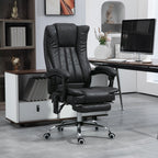 Fauteuil de bureau inclinable et massant pivotant à 360° en microfibre avec massage par vibration, chauffage, repose-pieds et hauteur réglable