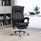 Fauteuil de bureau inclinable et massant pivotant à 360° en microfibre avec massage par vibration, chauffage, repose-pieds et hauteur réglable