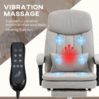 Fauteuil de bureau inclinable pivotant à 360° en microfibre avec massage par vibrations, chauffage lombaire, coussin lombaire, repose-pieds, hauteur réglable