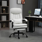 Fauteuil de bureau inclinable pivotant à 360° en microfibre avec massage par vibrations, chauffage lombaire, coussin lombaire, repose-pieds, hauteur réglable