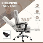 Fauteuil de bureau inclinable pivotant à 360° en microfibre avec massage par vibrations, chauffage lombaire, coussin lombaire, repose-pieds, hauteur réglable