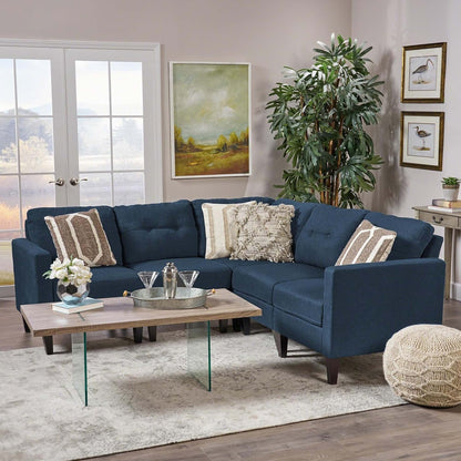 Canapé modulaire 5 pièces style milieu de siècle avec coussins capitonnés pour le salon