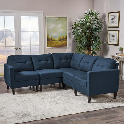 Canapé modulaire 5 pièces style milieu de siècle avec coussins capitonnés pour le salon
