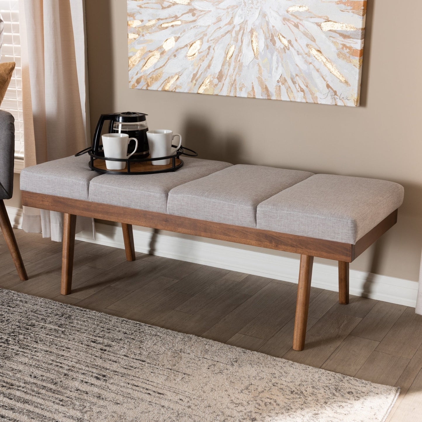 Banc en tissu du milieu du siècle