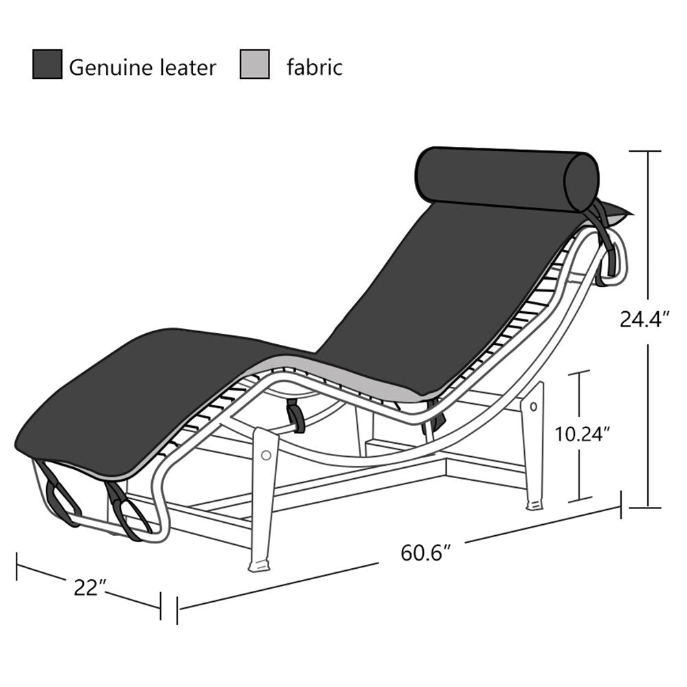 Chaise longue en cuir moderne du milieu du siècle, réplique de fauteuil inclinable réglable de style LC-4 pour salon ou bureau