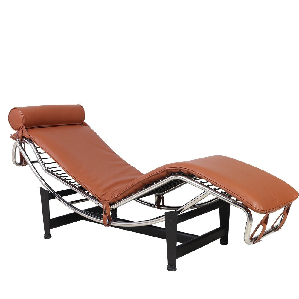 Chaise longue en cuir moderne du milieu du siècle, réplique de fauteuil inclinable réglable de style LC-4 pour salon ou bureau