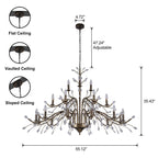 Lustre en cristal style bougie style rétro avec branches d'arbres