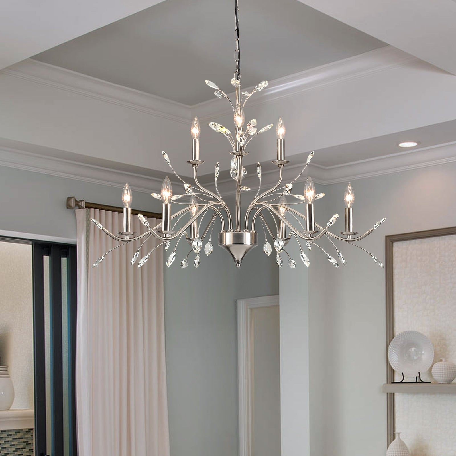 Lustre en cristal style bougie style rétro avec branches d'arbres