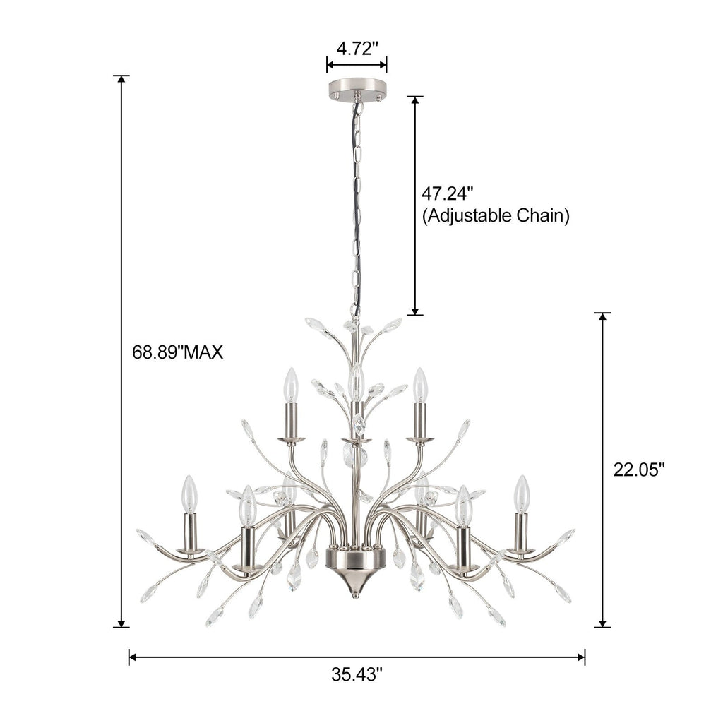 Lustre en cristal style bougie style rétro avec branches d'arbres