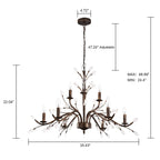 Lustre en cristal style bougie style rétro avec branches d'arbres