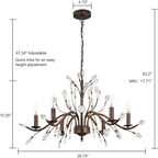Lustre en cristal style bougie style rétro avec branches d'arbres