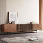Mid-Century Modern TV Stand with 4 Doors Storage Cabinets, Fits TVs Up to 100 Inches, Living Room Entertainment Center