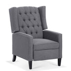 Canapé à oreilles en tissu capitonné moderne du milieu du siècle, fauteuil inclinable manuel à dossier haut avec garniture argentée et 3 vitesses