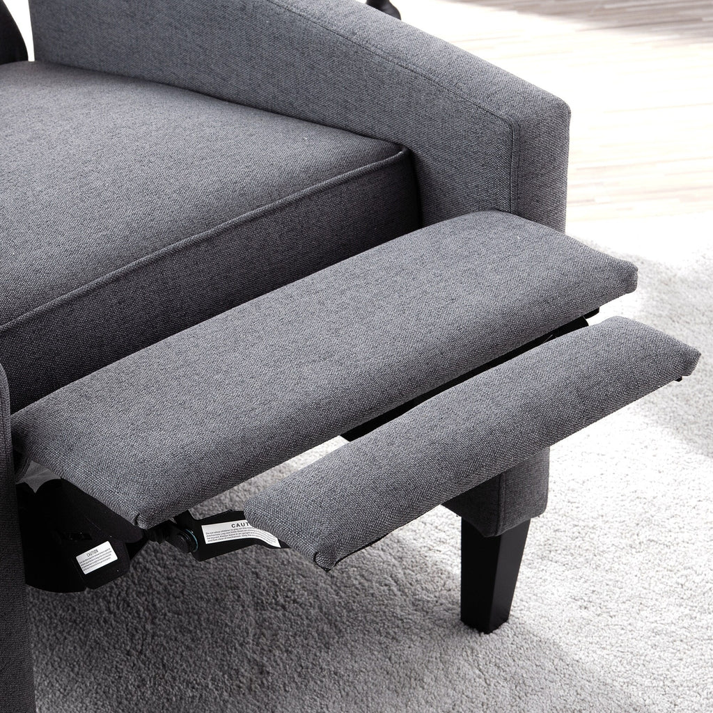 Canapé à oreilles en tissu capitonné moderne du milieu du siècle, fauteuil inclinable manuel à dossier haut avec garniture argentée et 3 vitesses