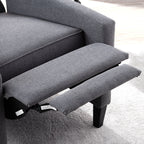 Canapé à oreilles en tissu capitonné moderne du milieu du siècle, fauteuil inclinable manuel à dossier haut avec garniture argentée et 3 vitesses