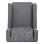 Canapé à oreilles en tissu capitonné moderne du milieu du siècle, fauteuil inclinable manuel à dossier haut avec garniture argentée et 3 vitesses