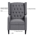 Canapé à oreilles en tissu capitonné moderne du milieu du siècle, fauteuil inclinable manuel à dossier haut avec garniture argentée et 3 vitesses