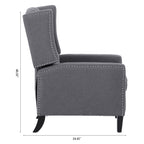 Canapé à oreilles en tissu capitonné moderne du milieu du siècle, fauteuil inclinable manuel à dossier haut avec garniture argentée et 3 vitesses