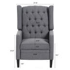Canapé à oreilles en tissu capitonné moderne du milieu du siècle, fauteuil inclinable manuel à dossier haut avec garniture argentée et 3 vitesses