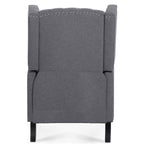 Canapé à oreilles en tissu capitonné moderne du milieu du siècle, fauteuil inclinable manuel à dossier haut avec garniture argentée et 3 vitesses