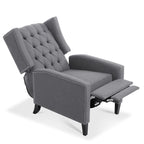 Canapé à oreilles en tissu capitonné moderne du milieu du siècle, fauteuil inclinable manuel à dossier haut avec garniture argentée et 3 vitesses