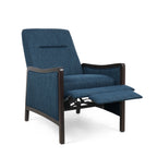 Fauteuil inclinable rembourré du milieu du siècle avec repose-pieds et cadre en bois de bouleau
