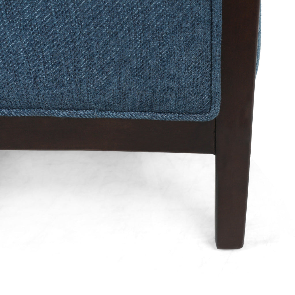 Fauteuil inclinable rembourré du milieu du siècle avec repose-pieds et cadre en bois de bouleau