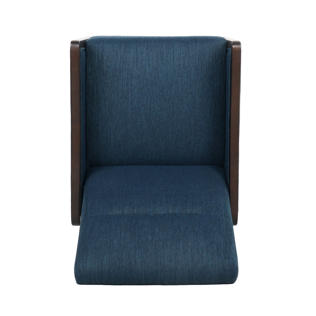 Fauteuil inclinable rembourré du milieu du siècle avec repose-pieds et cadre en bois de bouleau