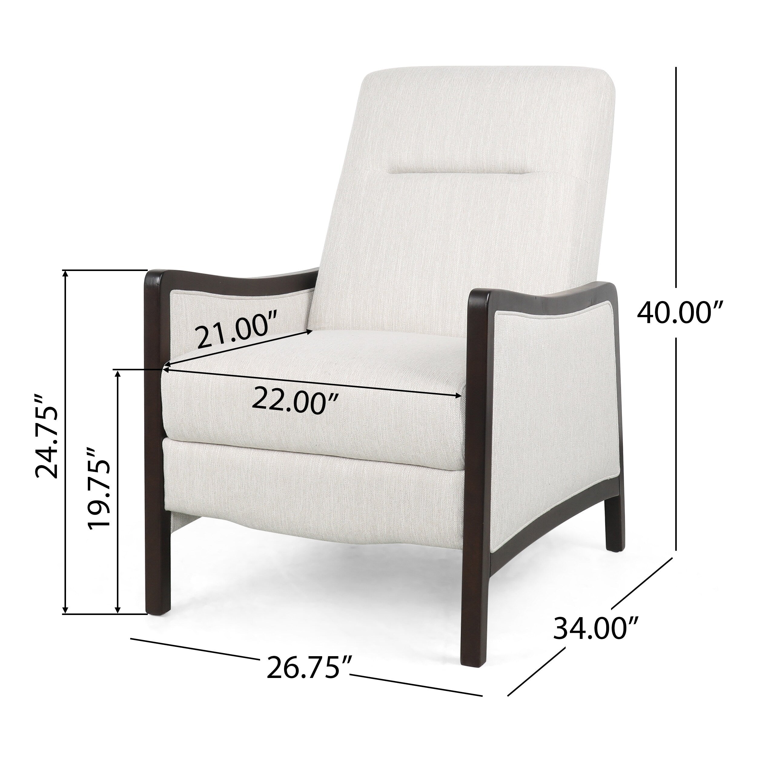 Fauteuil inclinable rembourré du milieu du siècle avec repose-pieds et cadre en bois de bouleau