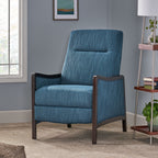 Fauteuil inclinable rembourré du milieu du siècle avec repose-pieds et cadre en bois de bouleau