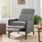 Fauteuil inclinable rembourré du milieu du siècle avec repose-pieds et cadre en bois de bouleau