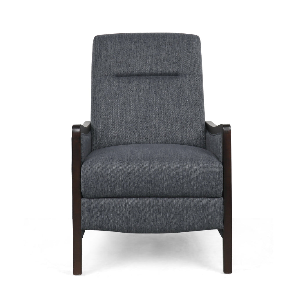 Fauteuil inclinable rembourré du milieu du siècle avec repose-pieds et cadre en bois de bouleau