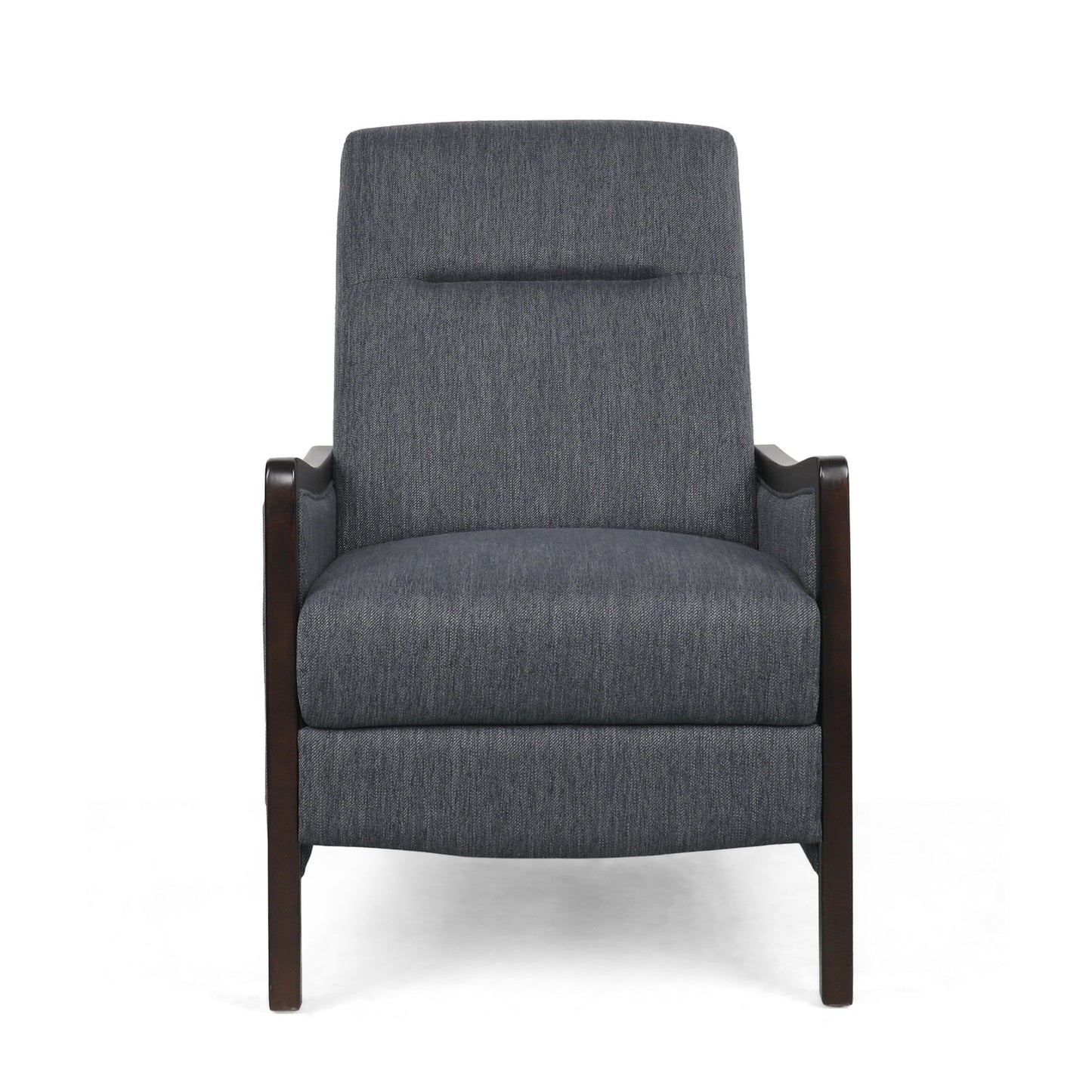Fauteuil inclinable rembourré du milieu du siècle avec repose-pieds et cadre en bois de bouleau