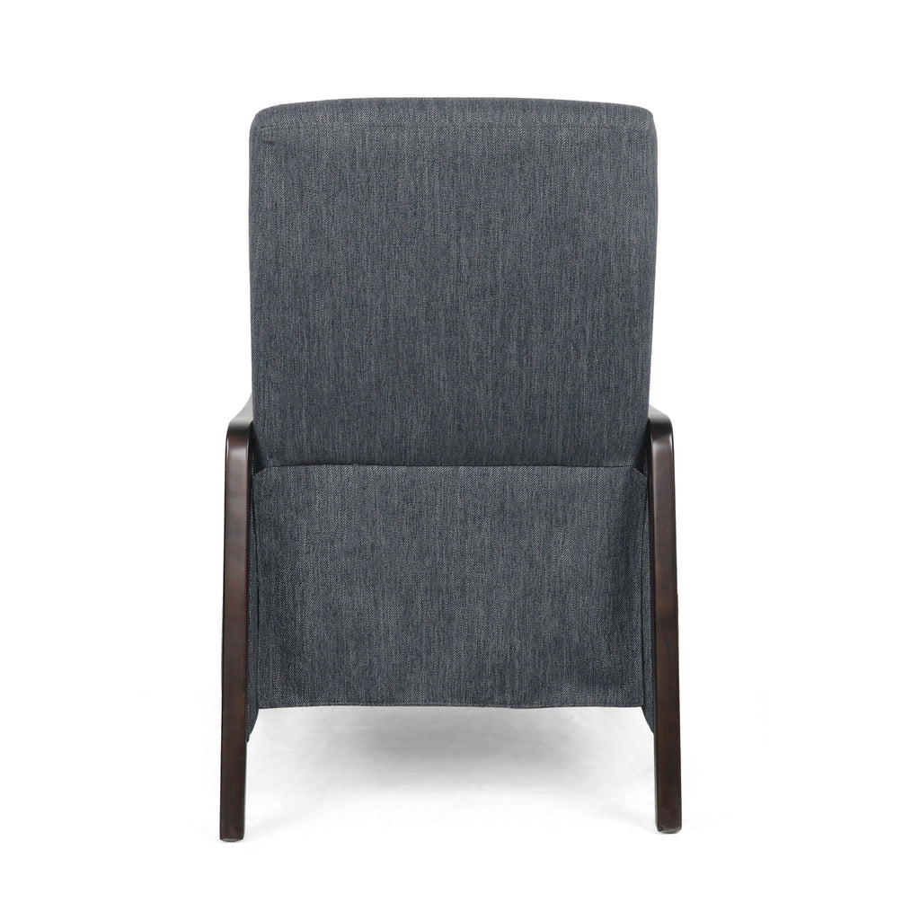 Fauteuil inclinable rembourré du milieu du siècle avec repose-pieds et cadre en bois de bouleau