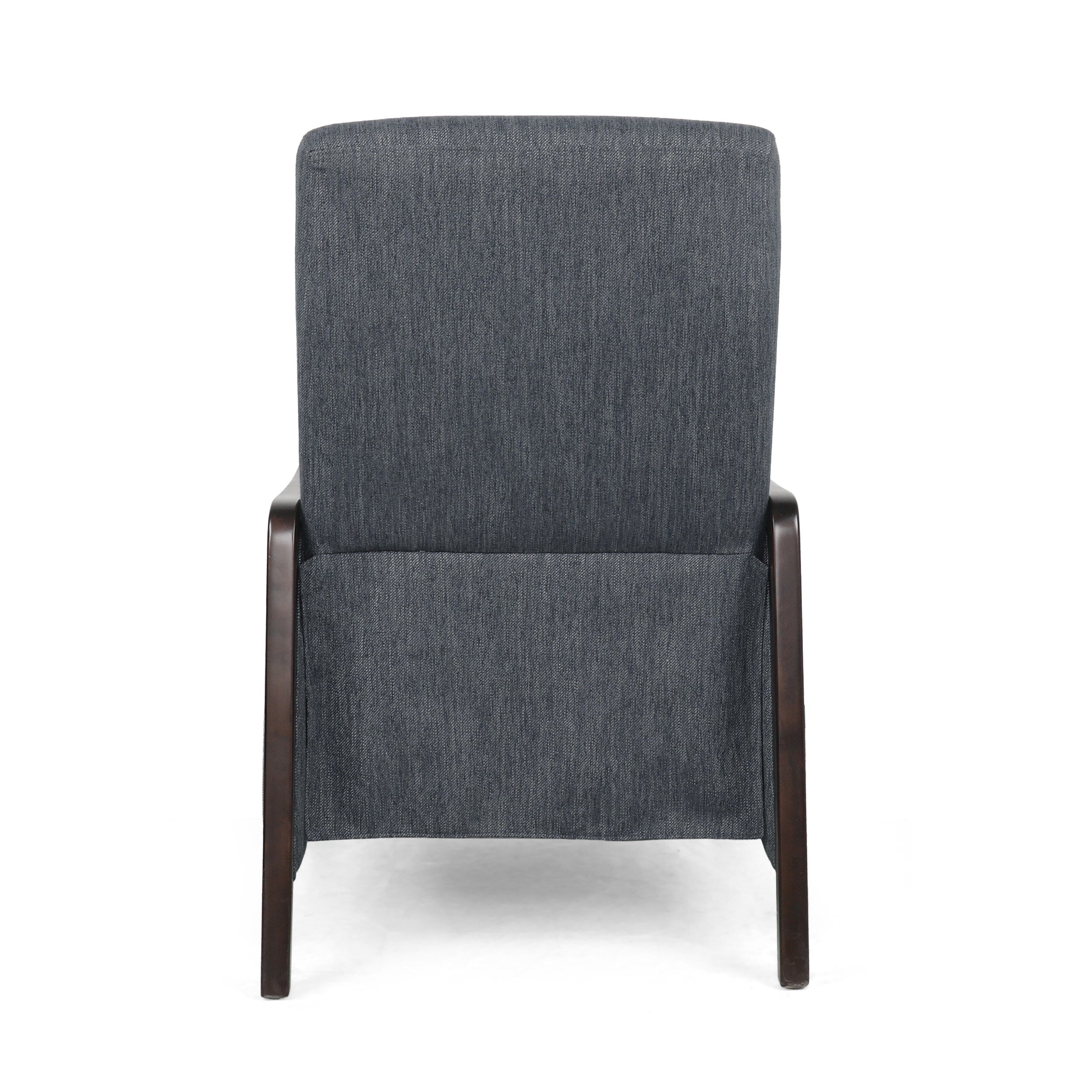 Fauteuil inclinable rembourré du milieu du siècle avec repose-pieds et cadre en bois de bouleau