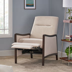 Fauteuil inclinable rembourré du milieu du siècle avec repose-pieds et cadre en bois de bouleau