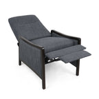 Fauteuil inclinable rembourré du milieu du siècle avec repose-pieds et cadre en bois de bouleau