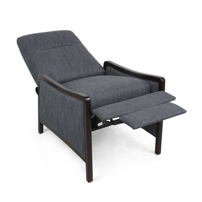 Fauteuil inclinable rembourré du milieu du siècle avec repose-pieds et cadre en bois de bouleau